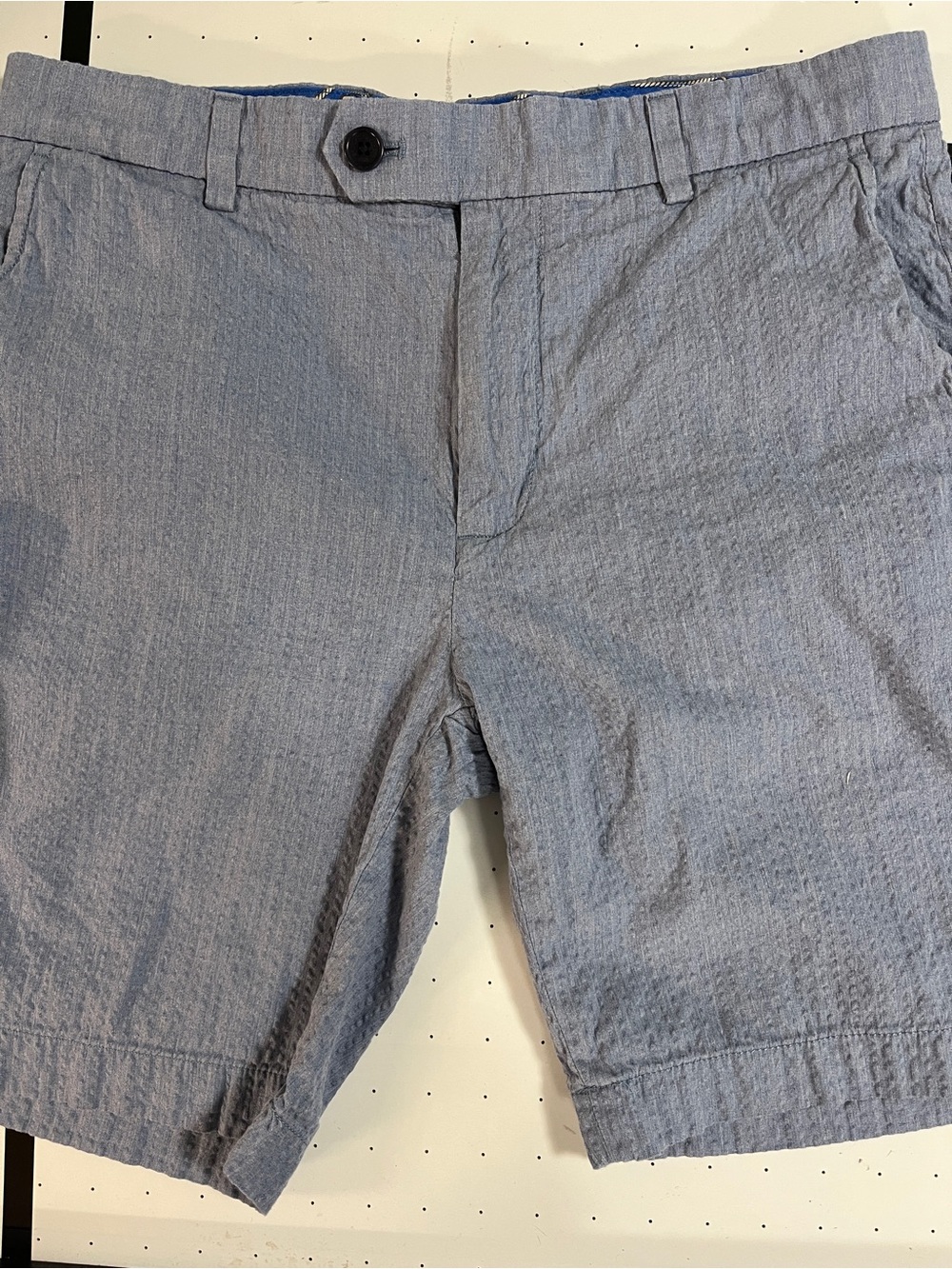 Brooks Brothers men’s Light Blue Seersucker Flat Front Shorts W33 cotton